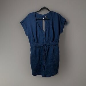 Patagonia Organic Cotton Blue Dress Size Small Button Front Tie Waist Casual